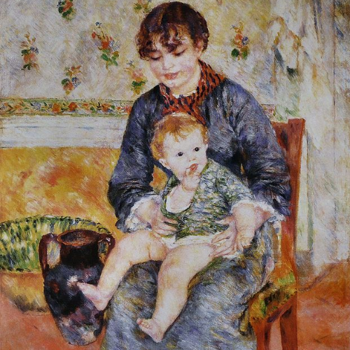 Mère et enfant, oeuvre de Renoir, représentant une maman allaitant son bébé. Cette oeuvre représente l'amour maternel.